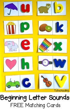 the beginning letter sounds with free matching cards for toddlers to practice letters and numbers