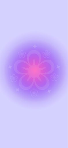 an image of a purple flower on a light blue background with stars and circles in the center