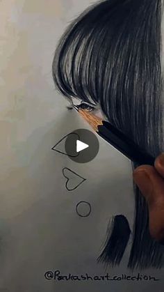 someone is drawing a woman's face with pencils