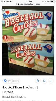 two boxes of baseball cupcakes sitting on top of each other in front of a screen