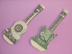 DIY How to Fold Money Origami Guitar - $1 One Dollar Guitar - Paper Guitar Paper Crafts - YouTube Origami Guitar, Oragami Money, Paper Guitar, Guitar Crafts