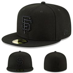 the san francisco giants new era 59fifty fitted hat is shown in three different colors