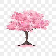 a tree with pink flowers on it, in the shape of a heart png and psd