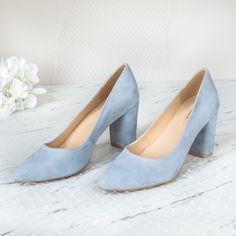 "Lumi - classic and elegant pumps made of high-quality blue suede leather. The insole made of a soft calfskin ensures comfort of use. A classic model is a basic supplement to many summer outfits both casual and smart. Delicately pointed toes optically slim the feet.  Carefully contoured heels and a soft leather insole make the shoes very comfortable. You'll love them ... Heel height 8 cm = 3.2 \" Sizes UK, EU, US   and feet dimensions in centimeters and inches 3 UK / 36 EU / 5 US insoles length 23.5 cm = 9.2 inches 4 UK / 37 EU/ 6 US insoles length 24 cm = 9.4 inches 5 UK / 38 EU / 7 U insoles length 24.5 cm = 9.7 inches 6 UK/ 39 EU/ 8 US insoles length 25.5 cm = 10 inches 7 UK / 40 EU / 9 US insoles length 26 cm = 10.3 inches 8 UK / 41 EU / 10 US insoles length 26.5 cm = 10.5 inches 9 UK Light Blue Chunky Heels, Party Block Heels With Stacked Heel And Almond Toe, Wedding High Heels With Contrasting Heel Counter, Suede Pointed Toe Heels For Wedding, Suede Court Shoes With Block Heel For Formal Occasions, Court Shoes With Contrasting Heel Counter For Party, Formal Suede Court Shoes With Block Heel, Suede Low Block Heels With Stacked Heel, Low Suede Block Heels With Stacked Heel