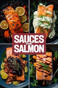 salmons with sauces for salmon on the side