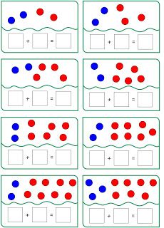 four rows of blue, red and white dots are arranged in the same pattern on each row