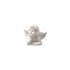 an angel statue is shown against a white background