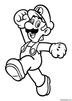 an image of mario running coloring pages