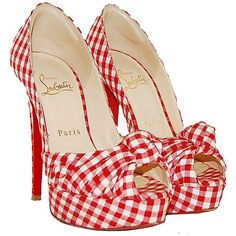 Gingham Shoes, Red Shoes Heels, Style Année 20, Christian Louboutin Boots, Manolo Blahnik Heels, Red Louboutin, Red Pumps, Red Gingham