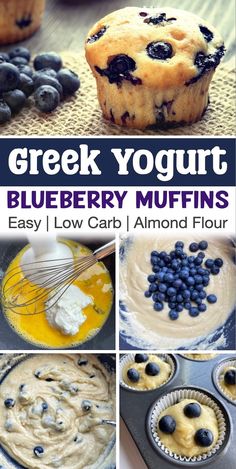 greek yogurt blueberry muffins are an easy, low carb dessert