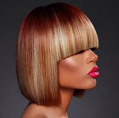 Colorful bob Bangs Covering Eyes, Mod Haircut, Highlighted Bob, Colorful Bob, Bang Bob, Natural Bob, Hair Bobs, Black Ponytail, Yarn Braids