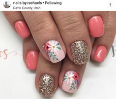 Easy Nail Polish, Spring Nails 2023, Nails Dip, Floral Nail Designs, Awesome Hair