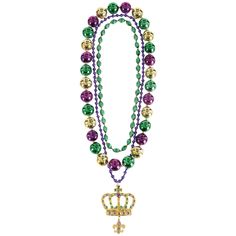 "Get this Layered Mardi Gras Crown Pendant Beaded Necklace Set at Michaels. com. This stack comes with three necklaces in the classic Mardi Gras colors, each with beads in various sizes and textures, and a single crown pendant hangs from the longest one. What's Mardi Gras without bead throws? This stack comes with three necklaces in the classic Mardi Gras colors, each with beads in various sizes and textures, and a single crown pendant hangs from the longest one. Toss them to your fellow reveler Festive 8mm Round Bead Necklace, Green Beaded Jewelry For Mardi Gras, Mardi Gras Crown, Mardi Gras Colors, Three Necklaces, Crown Pendant, Mardi Gras Party, Mardi Gras, Necklace Set