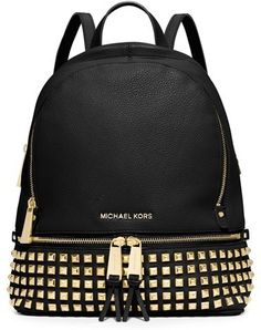 MICHAEL Michael Kors 'Small Rhea' Studded Backpack Michael Kors Rucksack, Sac Michael Kors, Outlet Michael Kors, Studded Leather Bag, Backpacks Black, Studded Backpack, Michael Kors Backpack, Michael Kors Selma, Mk Handbags