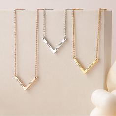 This little v shaped necklace is perfect for everyday wear. Simply stylish and comfortable. Great for layering. The chevron necklace is made out of stainless steel and is available in 3 colors, (silver, gold, or rose gold). The best friend gift can be engraved with loved one's name, initials, birthday, coordinates, or loving message. All custom name necklace comes with a free gift box. It makes a beautiful and thoughtful gift for your lover, mothers, sisters, friends,and coworkers. --How to Orde Minimalist Rectangular Name Necklace As Gift, Minimalist Rectangular Pendant Name Necklace For Gifts, Dainty Personalized Necklace For Friendship, V Necklace Letter, Minimalist Letter-shaped Custom Name Necklace, Graduation Necklace, Chevron Necklace, Custom Name Necklace, Engraved Necklace