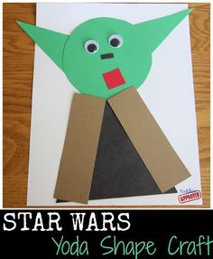 star wars yoda shape craft for kids to make with paper and construction paper on top