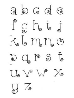 an alphabet with swirly letters and numbers