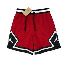 One new with tags men's Jordan Dri-Fit Diamond Basketball Shorts (DX1487-687). The color is red/black/white, and the size is men's medium. Specifications: 100% Polyester material Standard fit Dri-Fit fabrics Jumpman logo on either thigh Elastic waistband with drawcord Two side pockets  Shipping: We ship all items within 24 hours excluding weekends and federally recognized holidays. Returns: We accept domestic returns for this item within 30 days. New items returned in used condition will not be accepted. Questions? Feel free to message us. We will return your message promptly. Looking for more discounted brand names? Shop our store! Diamond Shorts, Jumpman Logo, Inspo Outfit, Newest Jordans, Jordans For Men, Basketball Shorts, Nike Jordan, Polyester Material, New Items