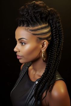 Mohawk Braided Hairstyles For Black Women, Mohawk Braids For Black Women, Mohawk Braid Hairstyles, Braided Mohawk For Black Women, Mohawk Braid For Black Women, Braided Mohawk Black Hair, Mohawk Braid Styles, Cornrows Ideas, Mohawk Braids