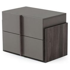 a grey cabinet with two drawers on one side