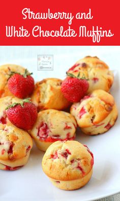 strawberry and white chocolate muffins on a plate