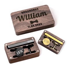 PRICES MAY VARY. Personalized Cufflinks for Men Set: Our cuff links set and wooden box can be customized separately, you can choose be engraved with name/title/initial/date/ monogram.This is definitely a meaningful gift for groom or groomsman Monogram Cufflink Box: Cufflinks and tie pins are made of high-quality stainless steel. The sturdy wooden box is made of natural walnut wood.The cufflinks set come in 4 different colors: silver, gold, rose gold, black Tie Clip and Cufflink Set: Cuff links D Blue Collar Husband Gifts, Bach Gifts, Groomsman Gift Ideas, Bach Gift, Groomsmen Gifts Golf, Gifts For Groom, Custom Cuff Links, Groomsmen Proposal Gifts, Groomsman Proposal