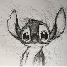 a drawing of a small animal with big eyes