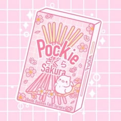 a pink box with an image of a cat on it and the words pookie is