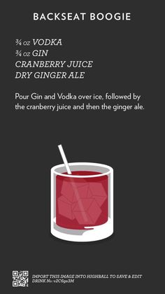 an advertisement for the backbeat boogie drink, which is made with vodka and cranberry juice