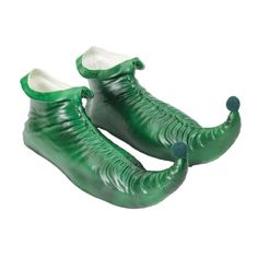 Are you dressing as one of Santa's elves or as a fantasy elf of a different kind? Either way, you can look the part with ease from head to toe thanks to these vinyl Green Elf Shoes. Add these elf shoes to your leprechaun costume for St. Patrick's Day, too. Complete with turned up toes, these versatile shoes are a great addition for elves of all sorts as well as many other Halloween costumes or cosplay ideas.Special Shipping Information: This item ships separately from other items in your order. Munchkin Costume, Leprechaun Costume, Heat Miser, Christmas Elf Costume, Green Elf, Green Costumes, Clown Shoes, Elf Shoes, Glass Slippers