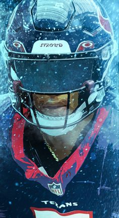 a painting of a person wearing a helmet in the snow