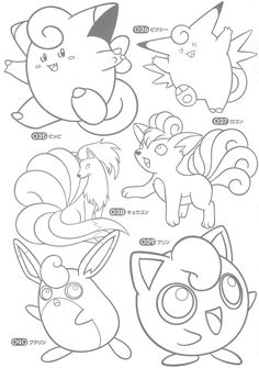 pokemon coloring pages with different types of animals