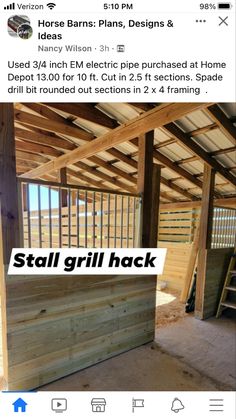 an instagramted photo of a wooden building with the words stall grill hack on it