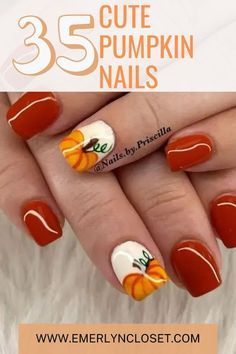 Pumpkin Toe Nail Designs, White Pumpkin Nail Design, Pumpkin Acrylic Nails, Pumpkin Gel Nails, Nails With Pumpkin Design, Fall Nails With Pumpkins, Pumpkin Nail Art Fall, Pumpkin Nail Ideas, Cute Pumpkin Nails