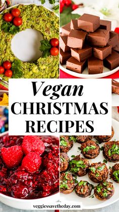 vegan christmas desserts with text overlay