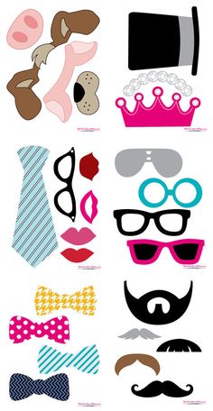 a variety of different types of mustaches and glasses