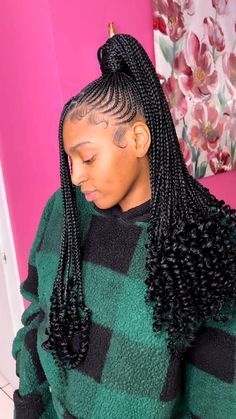 Braided Ponytails For Black Women Updo, Cornrow Rasta Hairstyles For Black Women, Feed In Braids Ponytail With Bangs, Cornrows Updo Ponytail Protective Styles, Braided Ponytail With Bangs For Kids, Two Cornrow Braids With Curls, Feed In Ponytail With Bangs, Cornrow With Bangs, Protective Hairstyles With Bangs