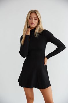 black turtleneck mini dress - a line sweater dress - ribbed knit dress - Black Turtleneck Sweater Dress, Cream Turtleneck Sweater, Skater Mini Dress, Cream Turtleneck, American Threads, Black Turtleneck Sweater, Turtleneck Sweater Dress, Mini Skater Dress, Ribbed Knit Dress