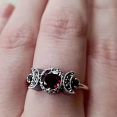 Exquisite 925 Sterling Silver Red Ruby Gemstone Eternity Ring. Ruby Birthstone Ring, Witch Rings, Birthstone Stacking Rings, Garnet Birthstone, Ruby Birthstone, Gothic Rings, Red Stone, Ring Ring, Womens Engagement Rings