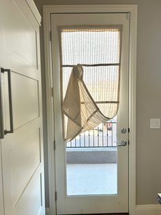 Add an airy touch to your windows, doorways ,and doors with our new Washable Bayside Breeze ™️ Noren Curtains in the BrioLux Beige Striped Fabric. Perfect for the kitchen, laundry, office, bathroom, or garage. Can be positioned in more ways than you can imagine—fold, flip, tie or pull through. Enjoy the convenience of cordless, no-holes and no-tools installation for all your windows and doorways. Can install either by inserting the tension rod inside the rod pocket OR adhering the curtain to the Back Door Window Covering Ideas, Door Window Covering Ideas, French Door Curtain Panels, Sidelight Curtains, Curtains For Closet Doors, Linen Curtains Kitchen, Front Door Curtains, Sliding Glass Door Curtains, Glass Door Curtains