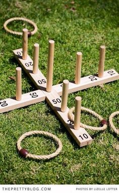 an image of a game that is being played on the grass with rope and numbers