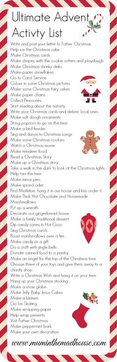 the ultimate christmas activity list for kids to play with and learn how to use it