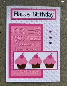 a birthday card with cupcakes on it