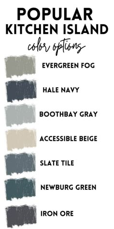 the popular kitchen island color options for every room in your home, including grays and browns