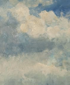 an abstract painting of clouds and blue sky