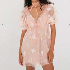 For Love & Lemons Shari Mini Dress Sequin Butterfly Mini Dress, V Neck, Closure Zipper, Puff Sleeves, Back Tie Closure, Detachable Slip Lining, Sequin Butterfly, Butterfly Lace, Dress Lining, Revolve Dresses, Breezy Dress, Lemon Dress, Butterfly Dress, Backless Mini Dress, Bustier Dress