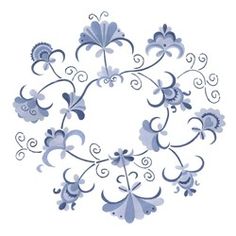 a blue and white circular design on a white background