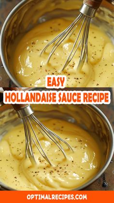 two pictures showing how to make hollandaise sauce