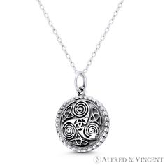 Product Details Product Id: St-Fp320-Slo Metal Type: .925 Sterling Silver (Oxidized-Finish) Gram Weight: Approx. 2.7 Grams Measurements: Total Length W/ Bail - 24mm (0.9in) Charm - 17mm (0.7in) In Diameter Moon Goddess Jewelry, Celtic Triskelion, Triple Spiral, Triple Moon Goddess, Celtic Trinity Knot, Beautiful Pearl Necklace, Goddess Jewelry, Bead Bar, Turquoise Pendant Necklace