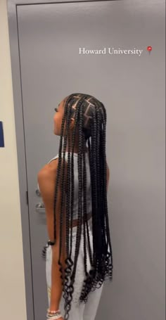 Large Box Braids Curly Ends, Large Knotless Curly Ends, Add In Hair Styles, Large Knotless Braids With Curly Ends, Cute Knotless Braids, Bhaddie Hairstyle, Baby Shower Hair, Braiding Hairstyle, Styles For Black Hair